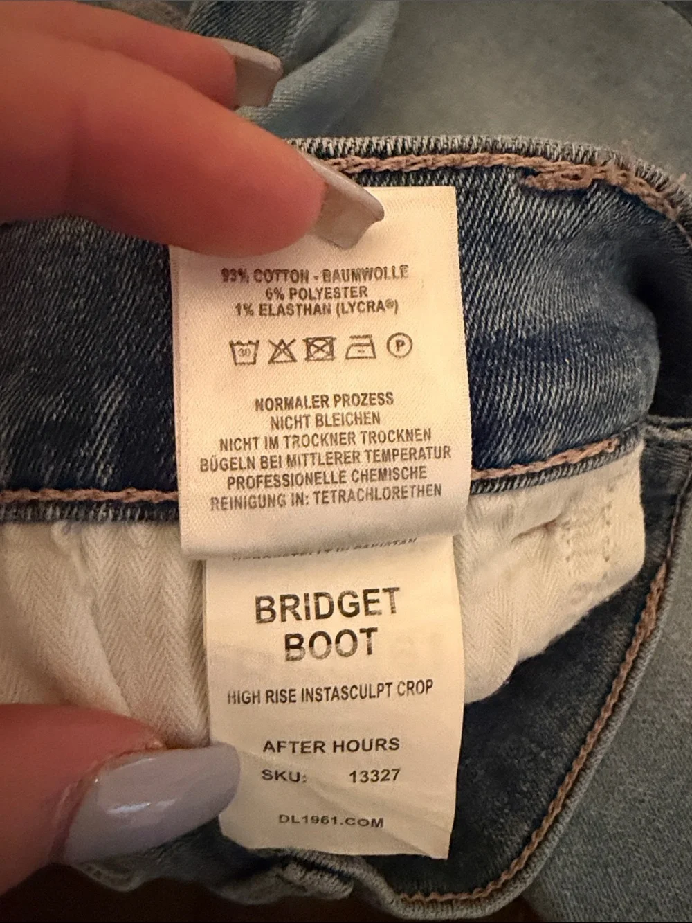DL1961 Bridget Boot High Rise Instasculpt Crop Two-Tone Light and Medium